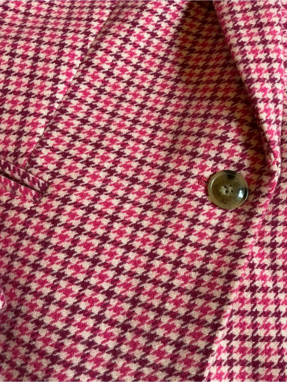 J. Crew Pink Houndstooth Blazer, Jacket, Wool Blend, size 14